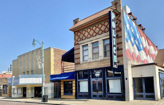 A corner building on Beale Street in the historic district