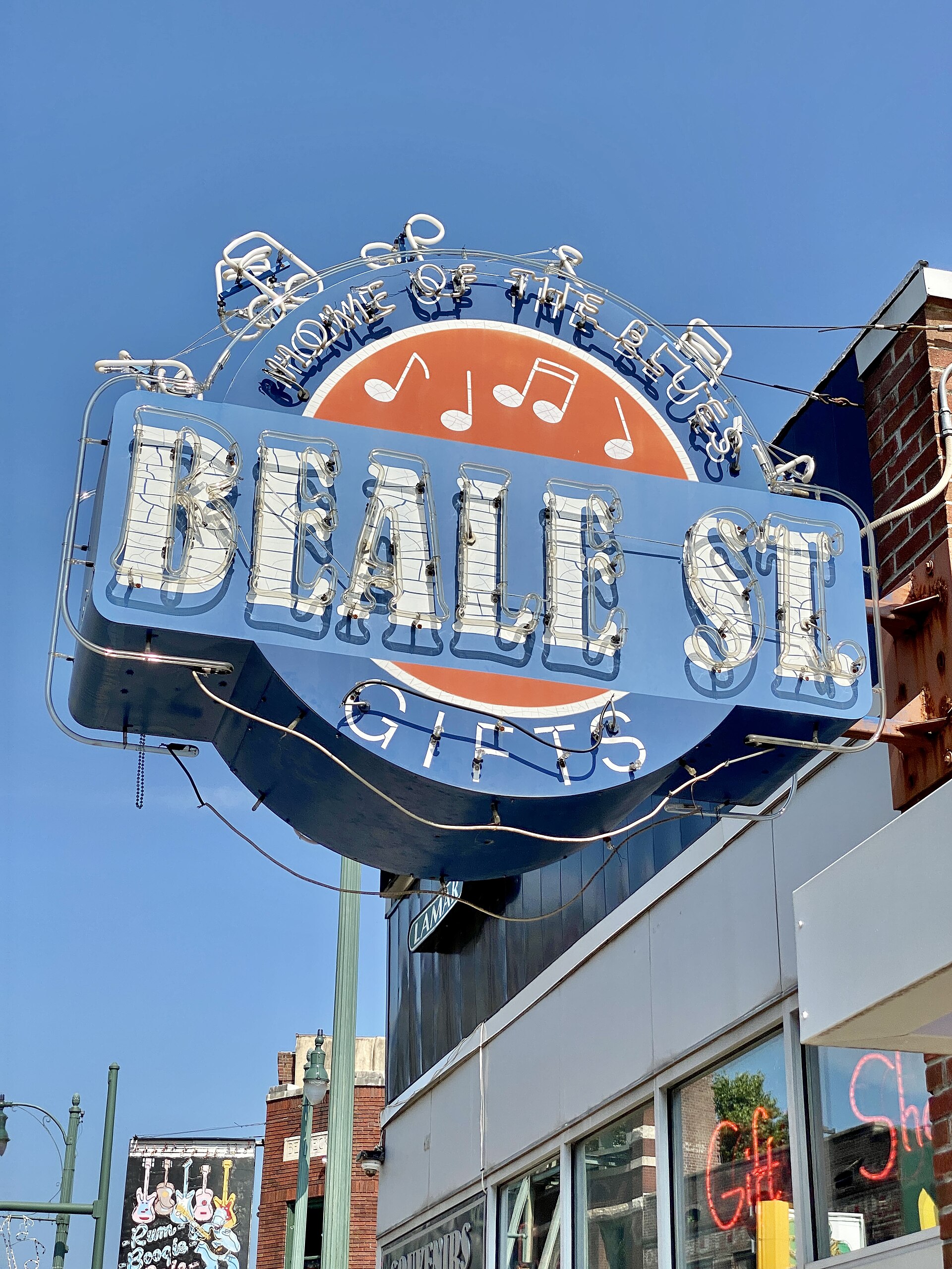A Beale Street Gifts sign on Beale Street in Memphis, Tennessee