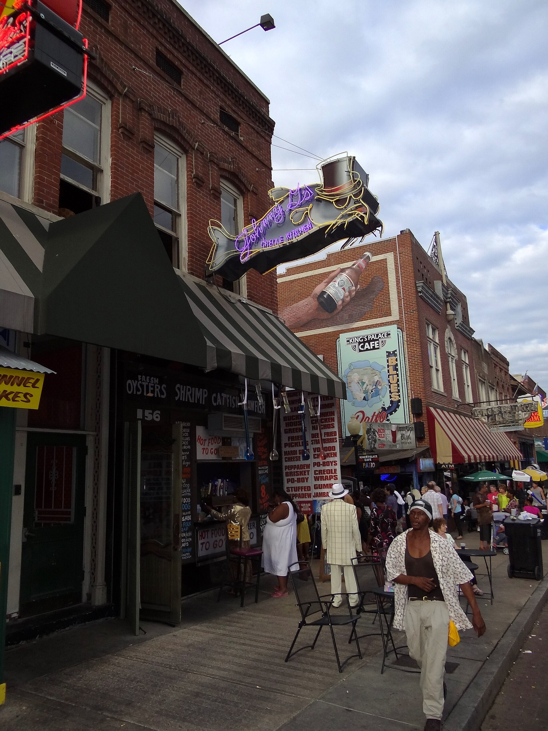 A street scene on Beale Street in downtown Memphis, Tennessee