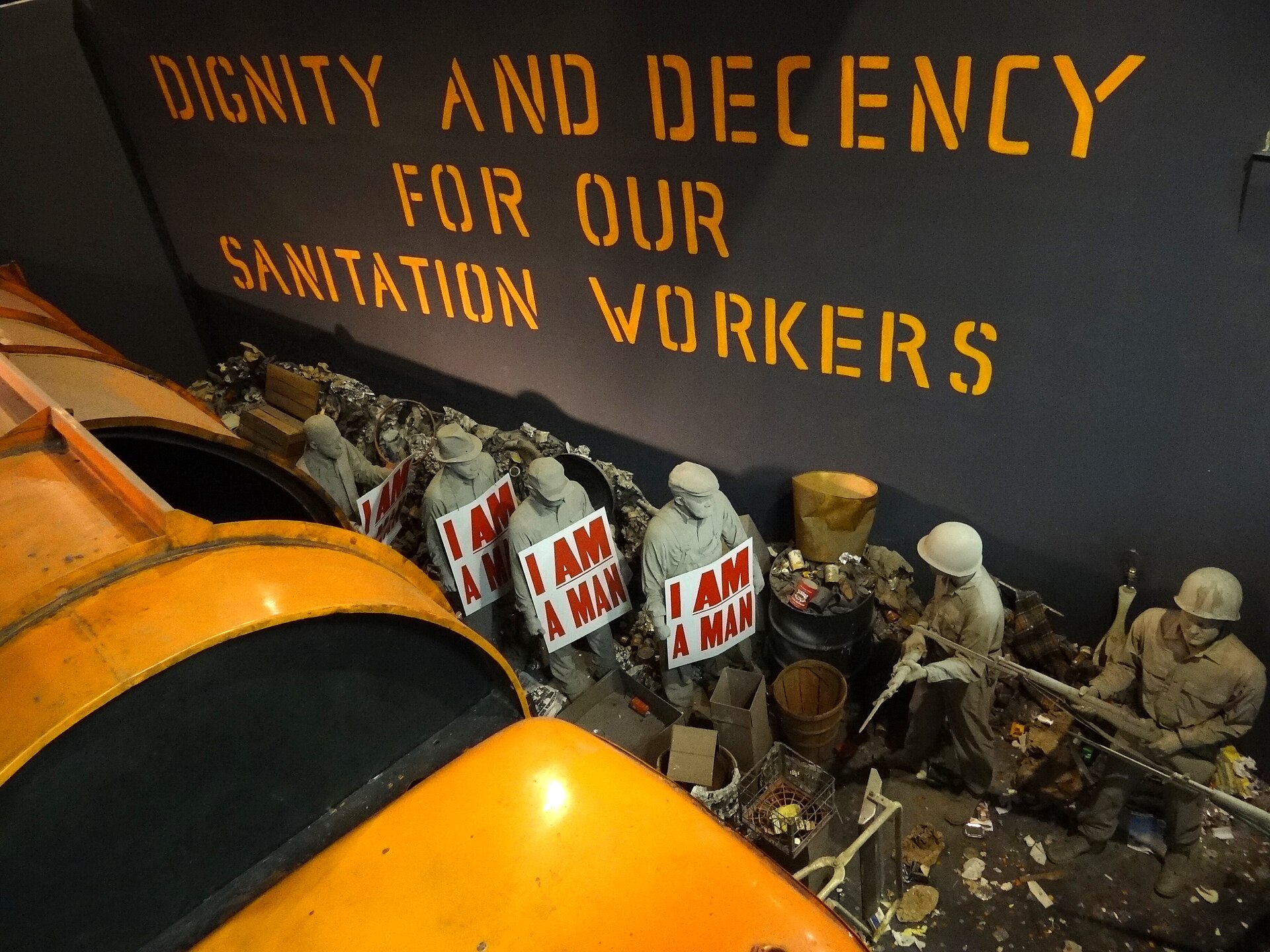 Diorama of the Memphis sanitation workers' strike at the National Civil Rights Museum