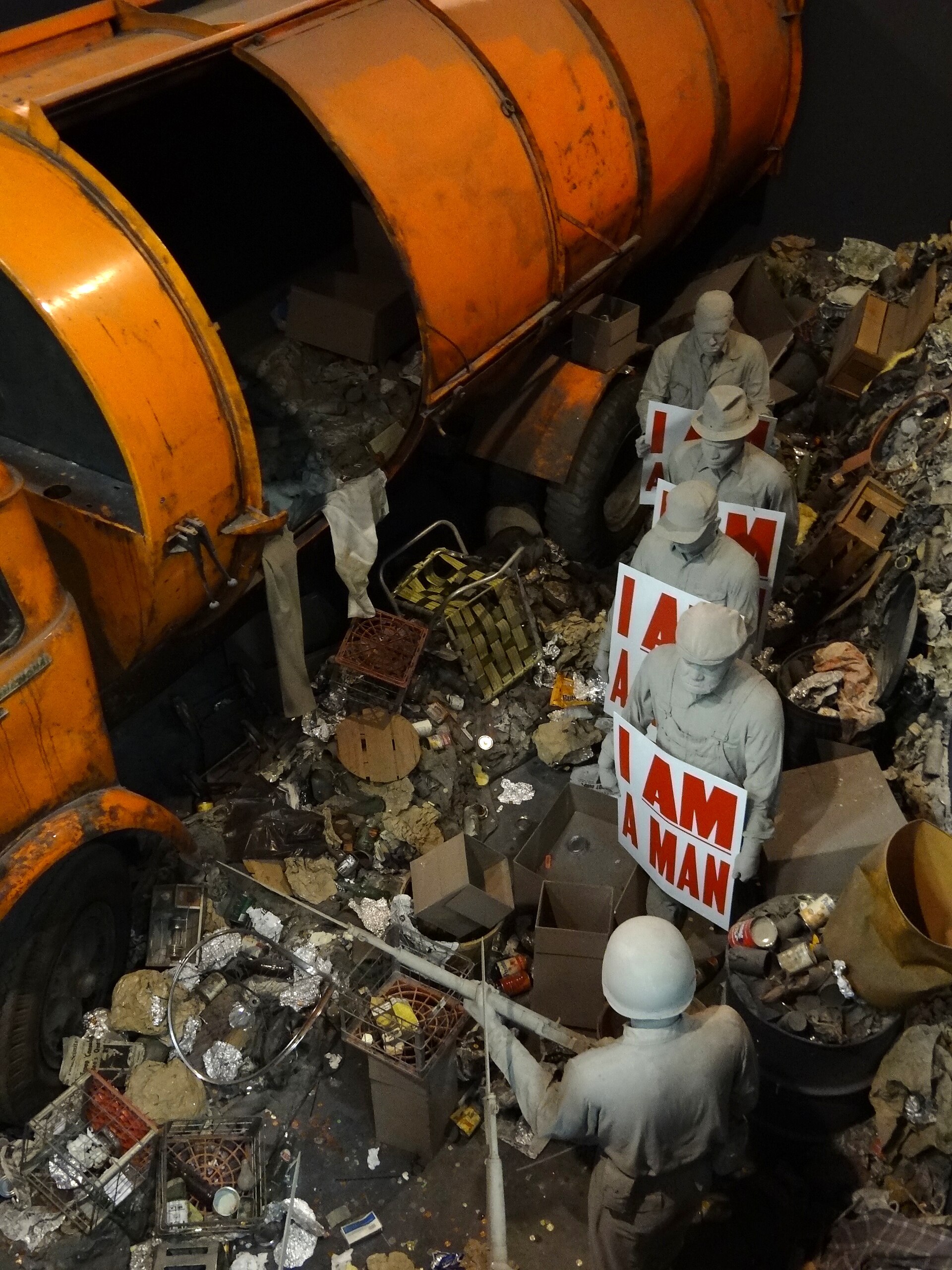 Diorama of the Memphis sanitation workers' strike at the National Civil Rights Museum