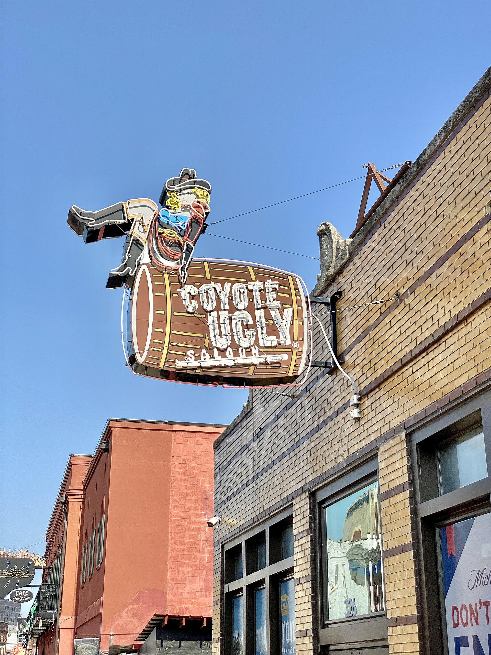 Sign for the Coyote Ugly Saloon on Beale Street in Memphis, Tennessee