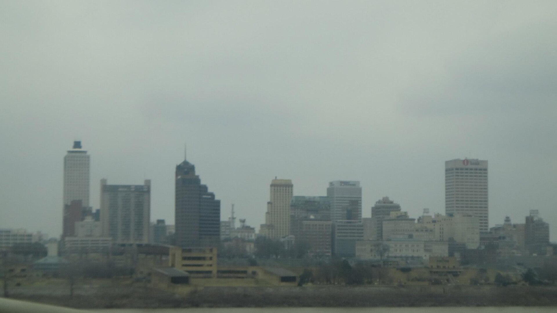 The Memphis skyline seen from a bridge