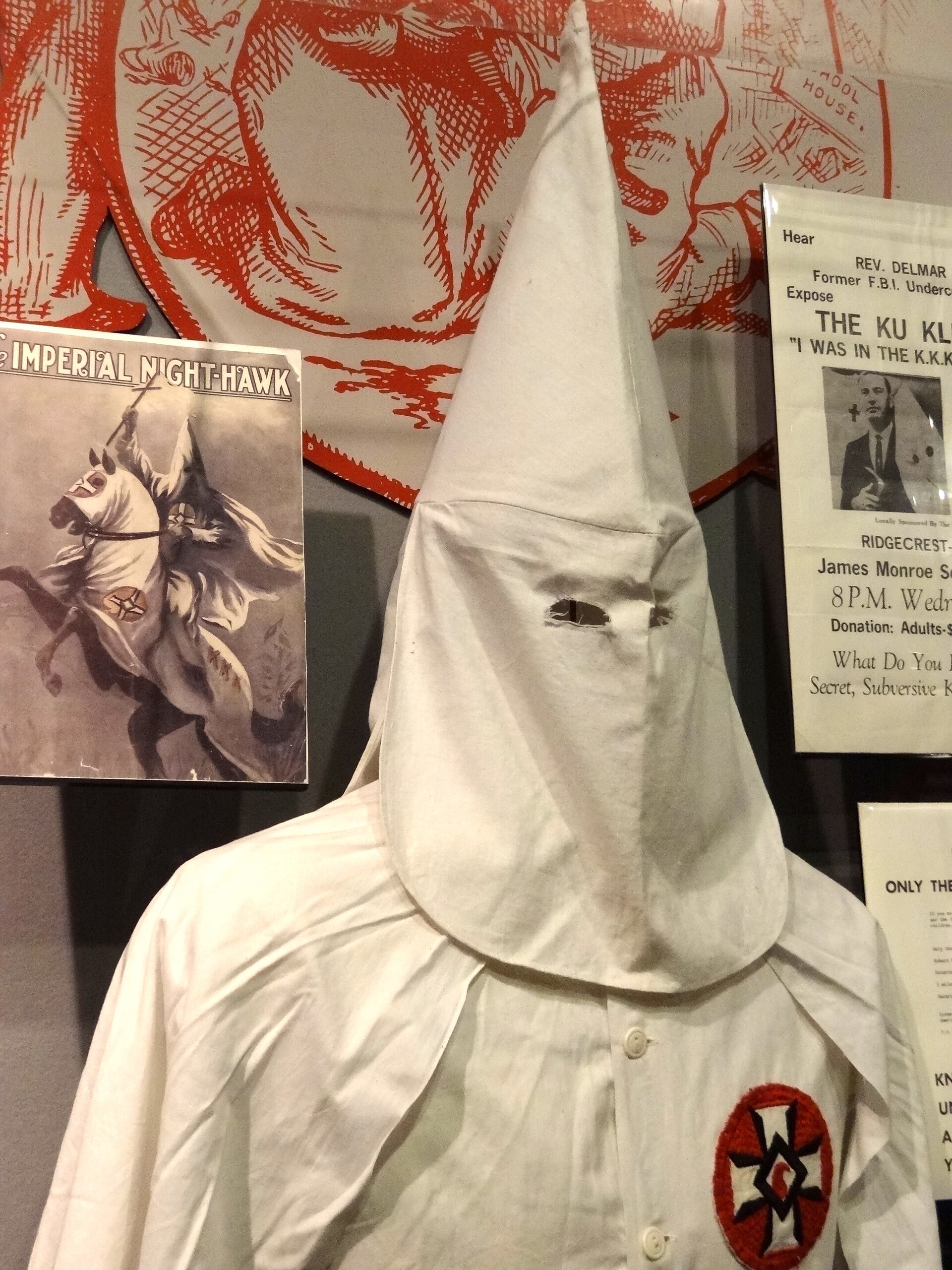 Exhibit with a statue of a Ku Klux Klan member at the National Civil Rights Museum in downtown Memphis
