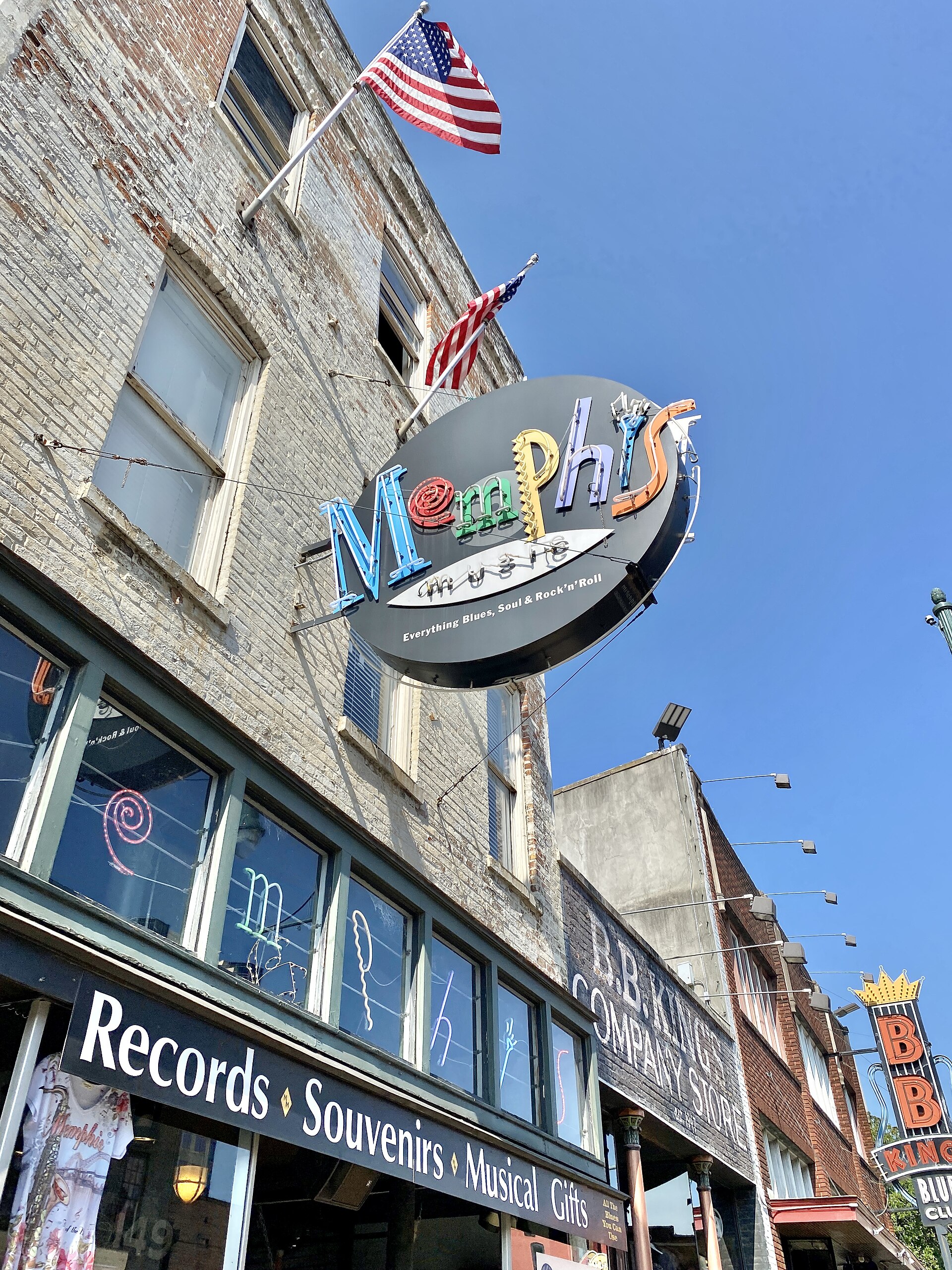 The Memphis Music sign on Beale Street in Memphis, Tennessee
