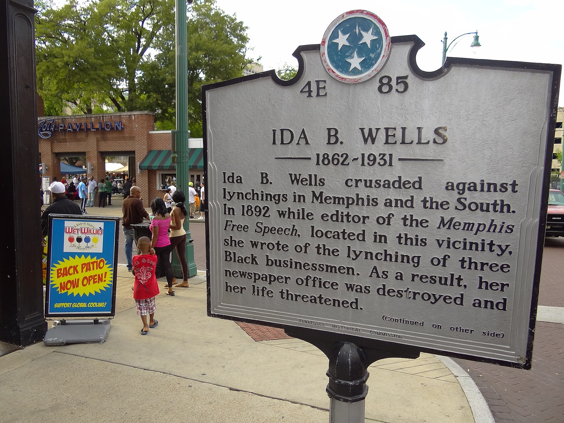 Sign commemorating Ida B. Wells, anti-lynching activist, in downtown Memphis, Tennessee