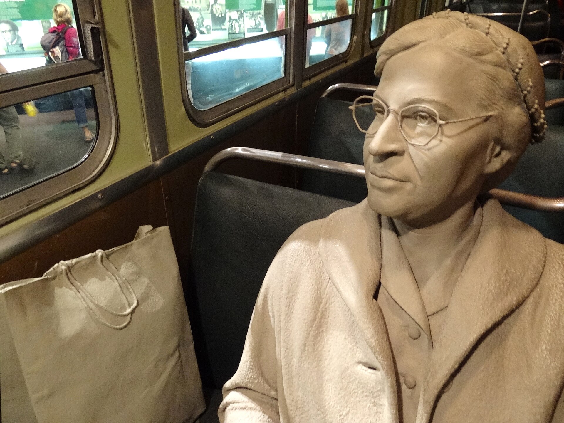 Diorama of Rosa Parks in her bus seat at the National Civil Rights Museum in downtown Memphis