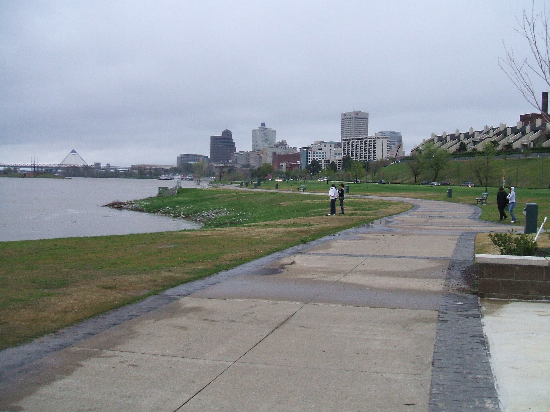View north from Tom Lee Park in Memphis, Tennessee