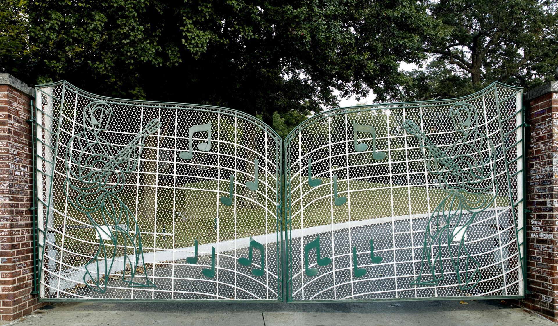 The wrought-iron gates at the entrance to Graceland in Memphis, Tennessee