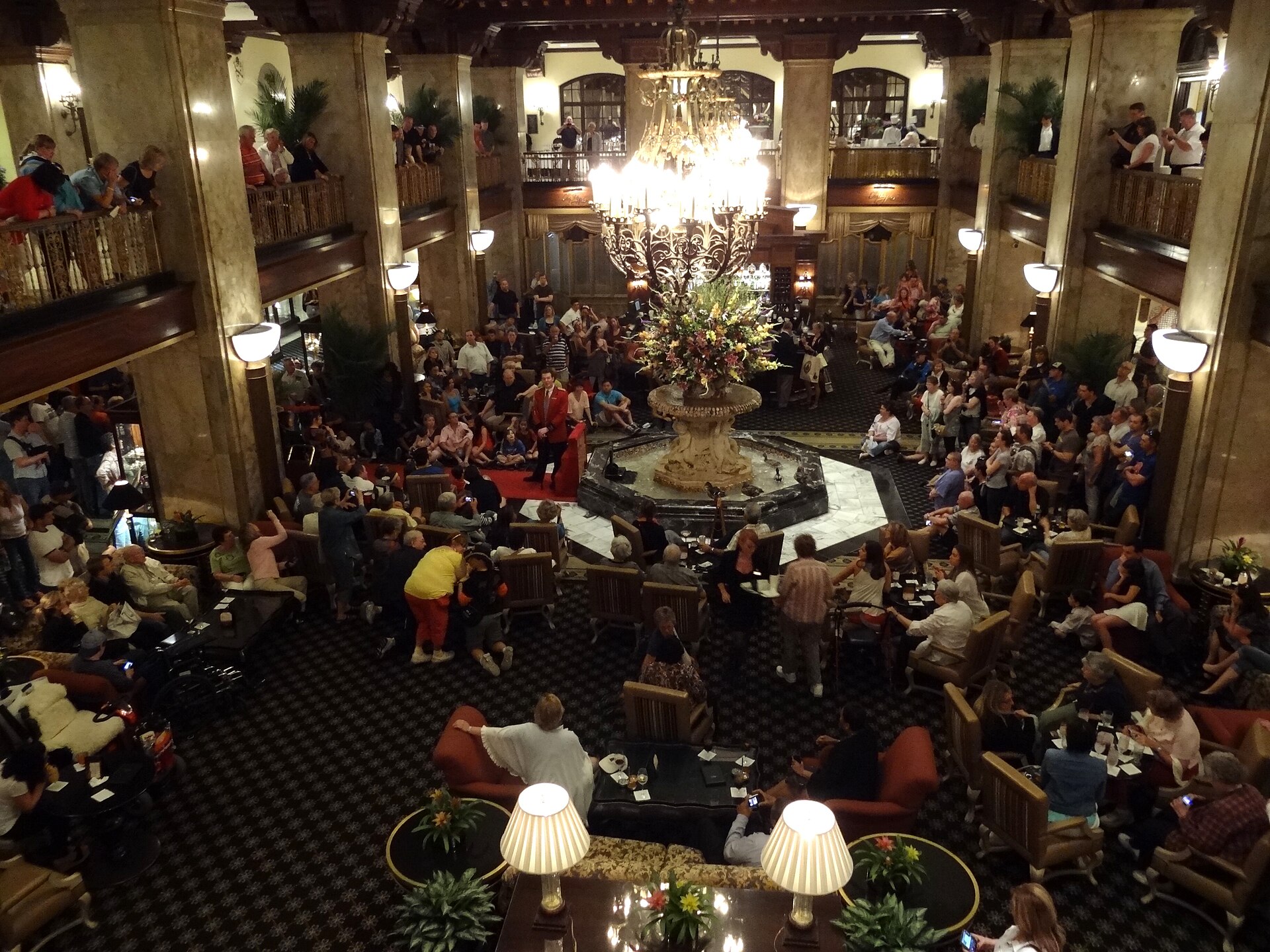 The interior lobby of the Peabody Hotel in downtown Memphis, Tennessee
