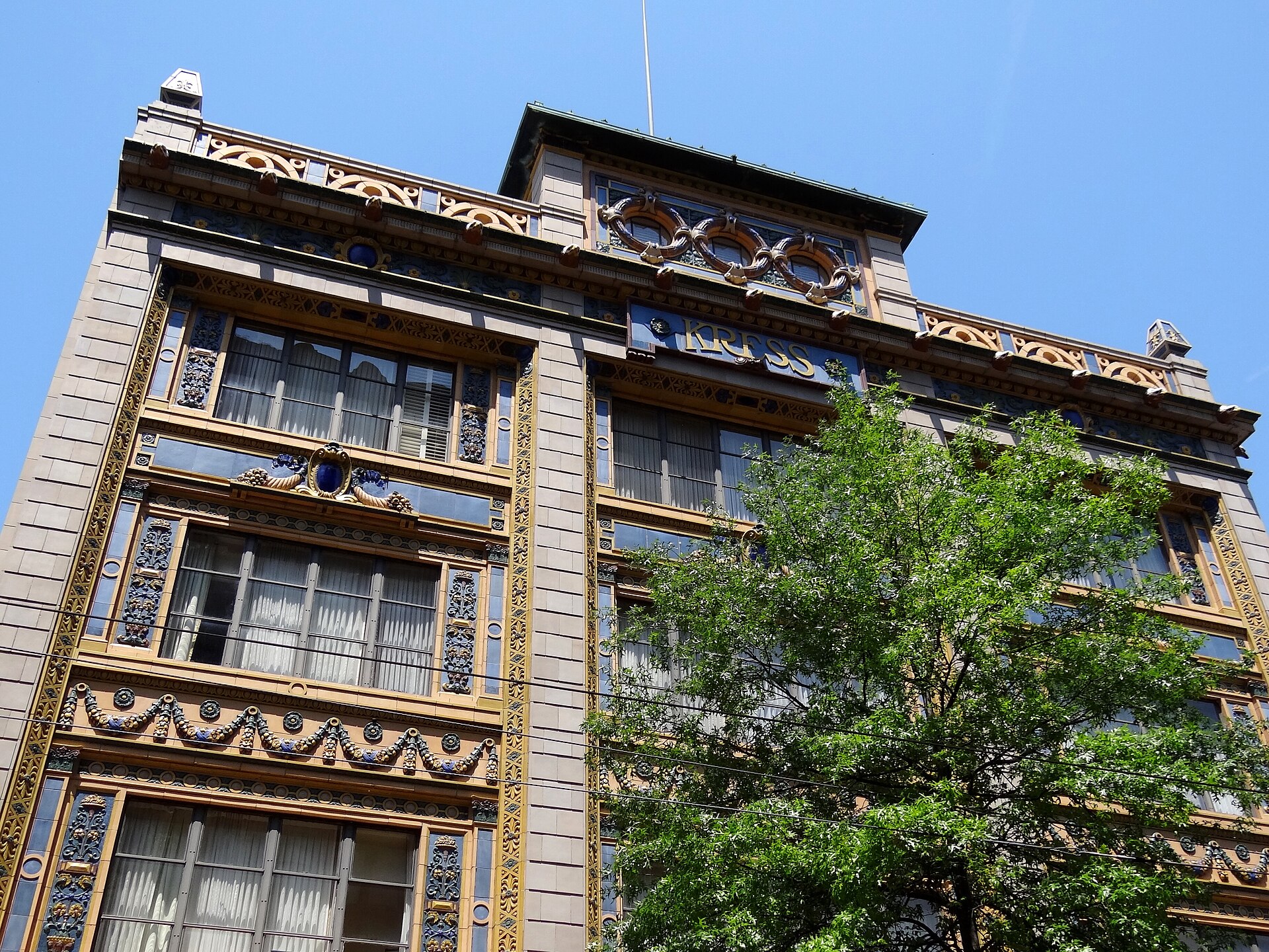 Art Deco facade of the Kress Building in downtown Memphis, Tennessee