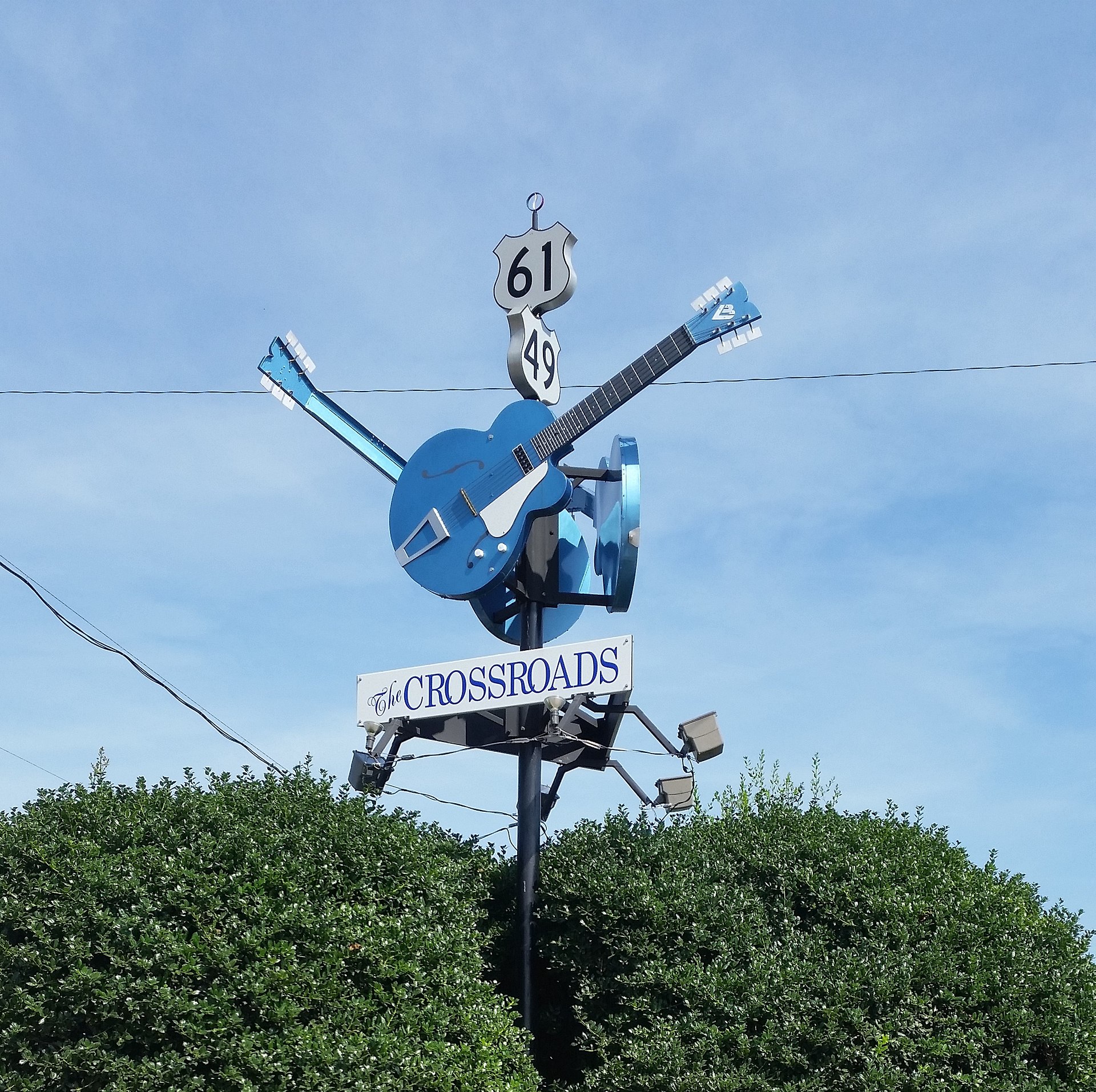 The Crossroads sign in Clarksdale, Mississippi
