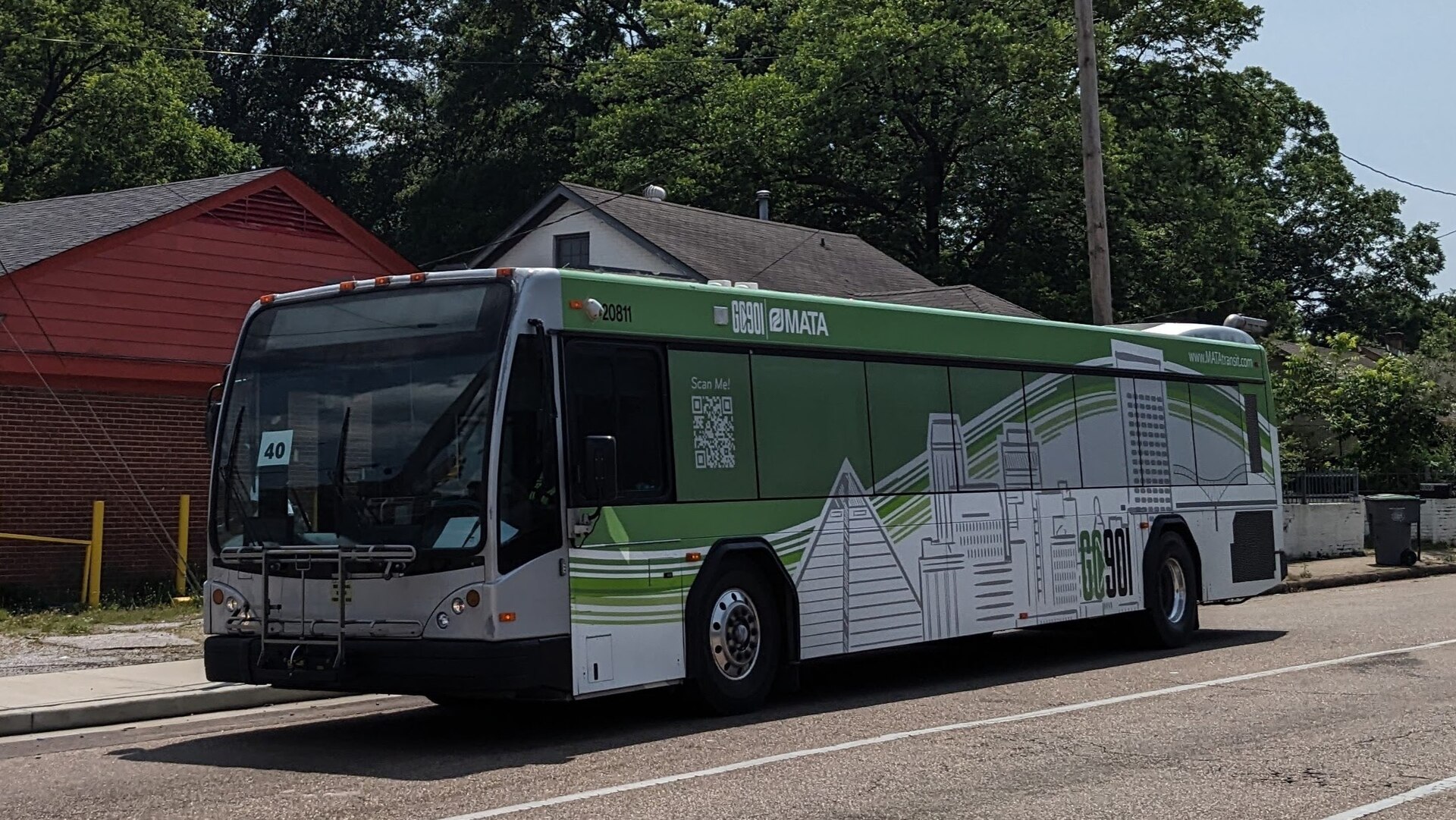 A MATA Gillig bus rapid transit vehicle in Frayser, Memphis