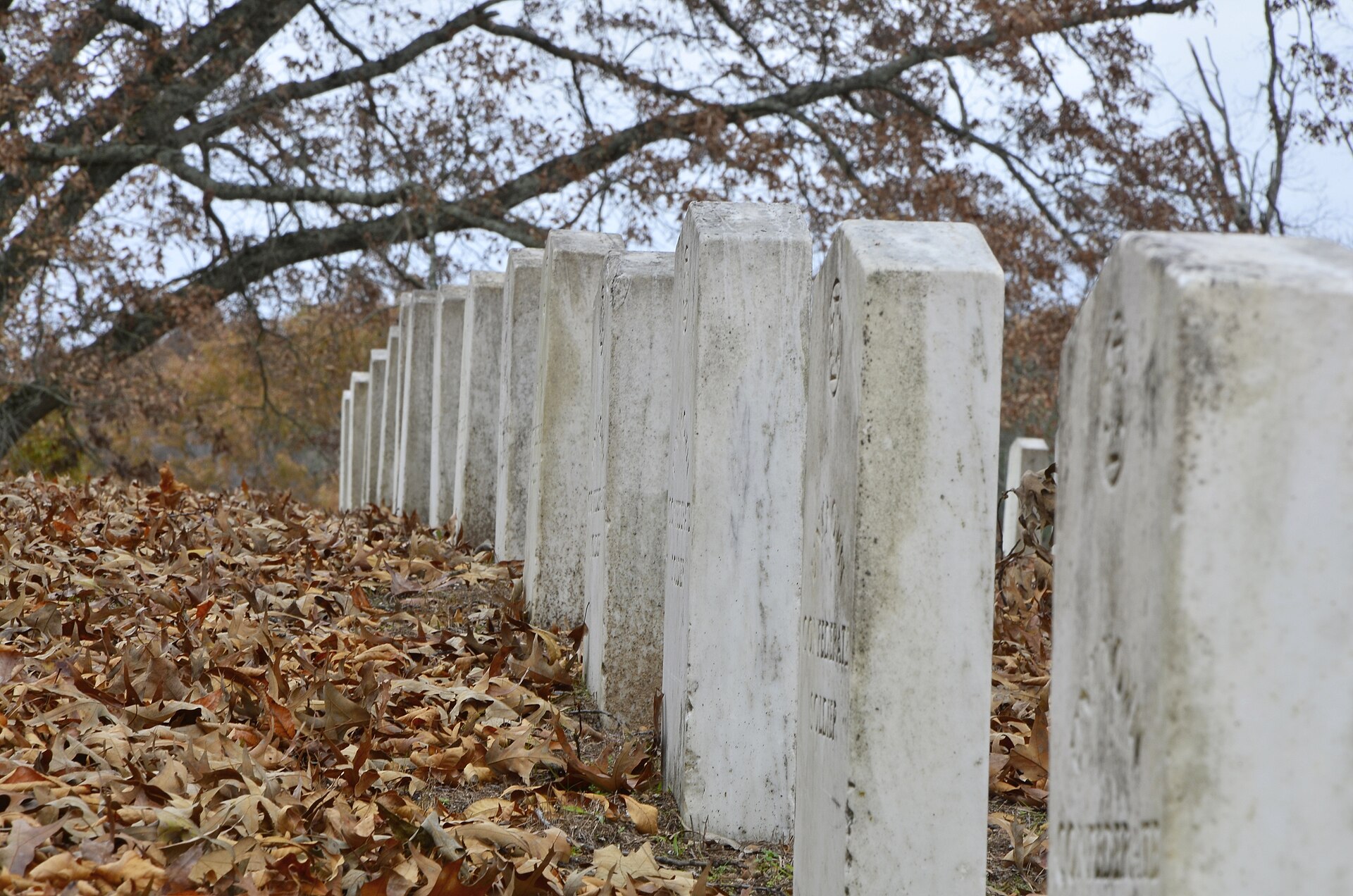 Confederate markers at Hillcrest Cemetery in Holly Springs, Mississippi