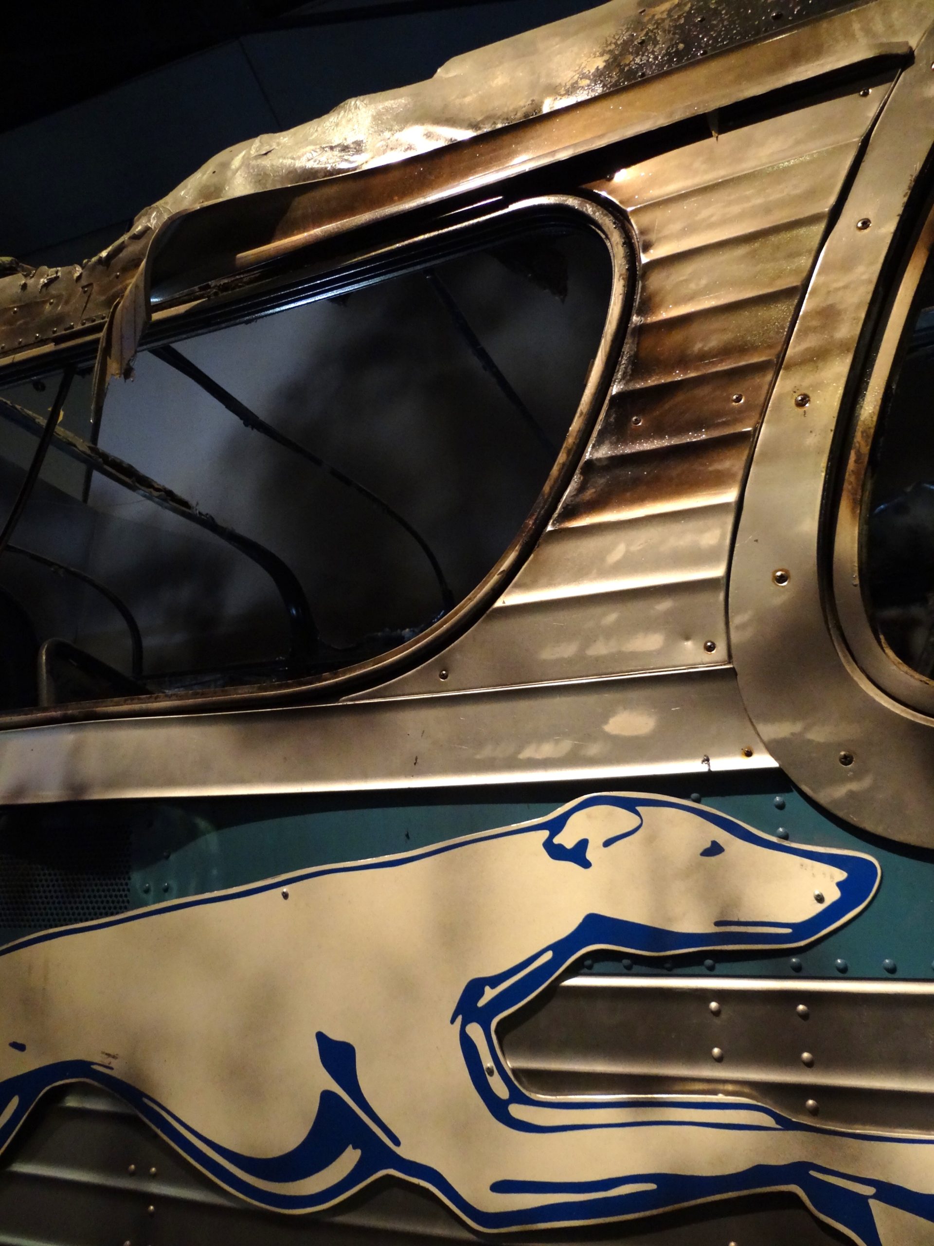 Recreation of the firebombed Greyhound bus from the Freedom Rider campaign at the National Civil Rights Museum, Memphis