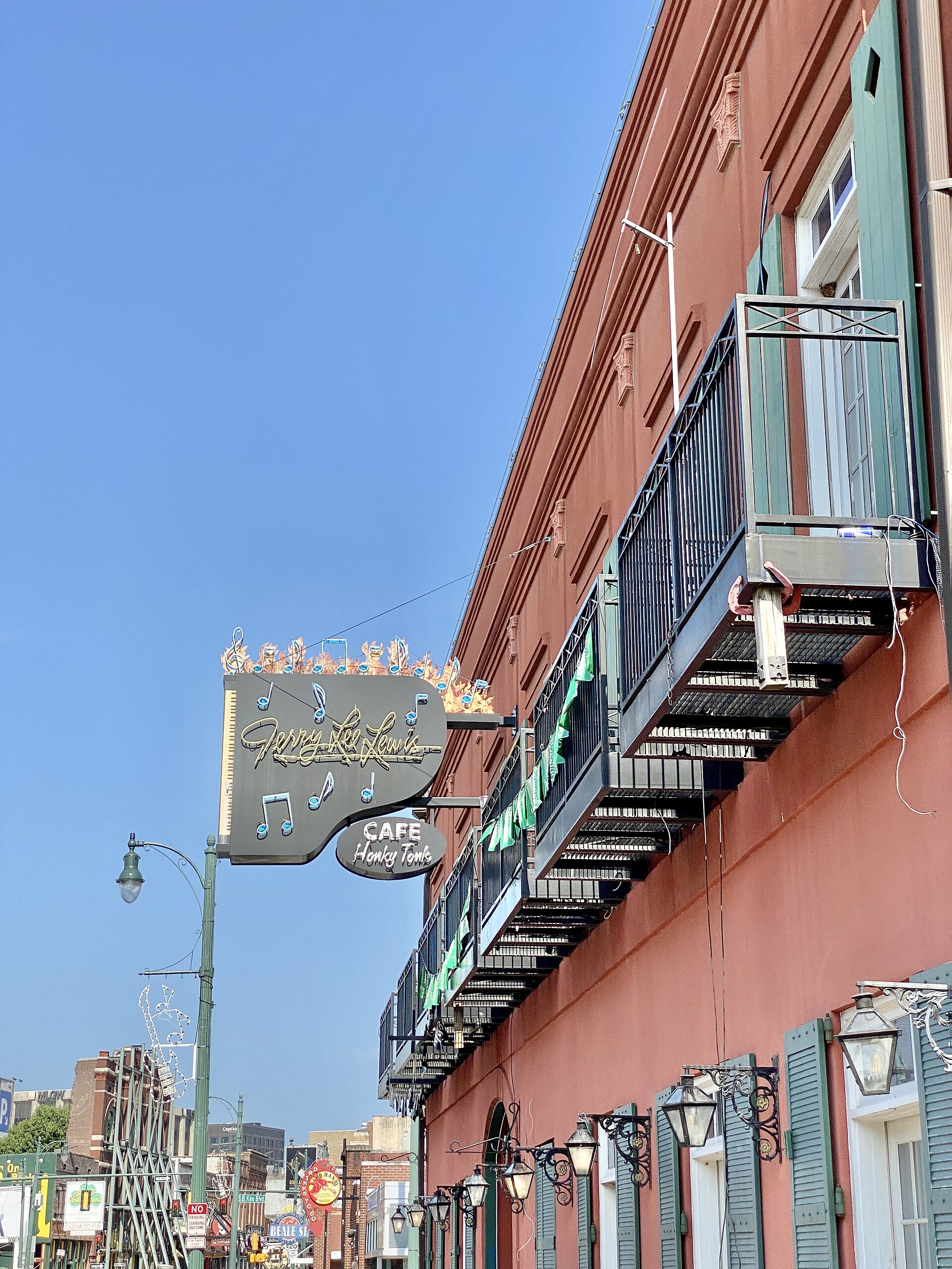 The Jerry Lee Lewis Cafe sign on Beale Street in Memphis, Tennessee