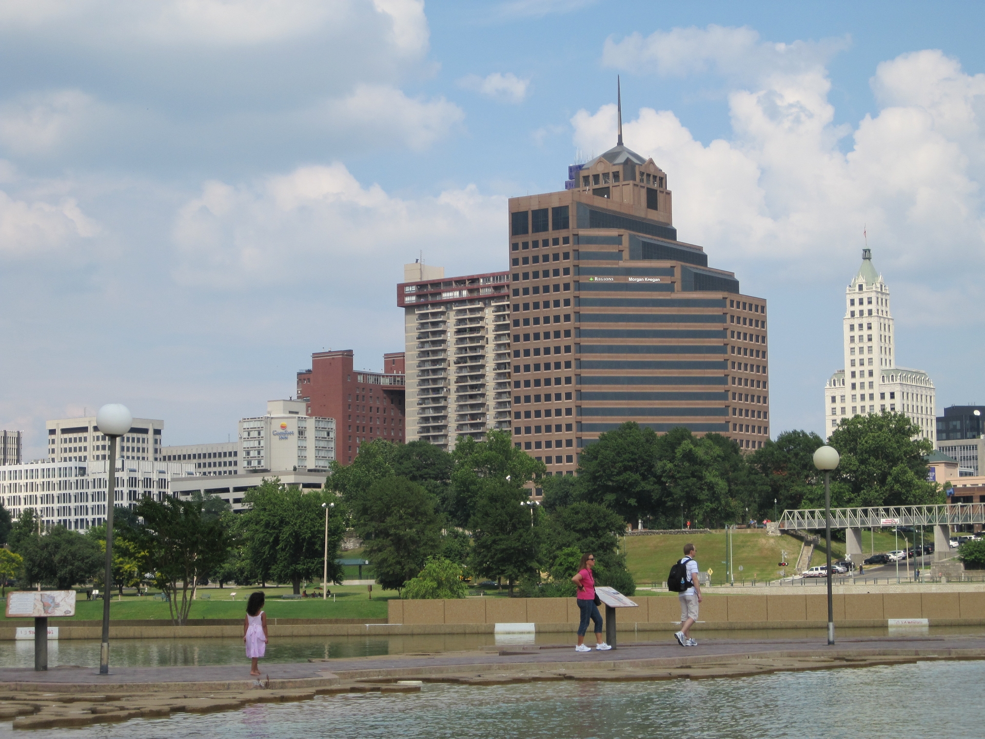 The Memphis skyline seen from Mud Island River Park