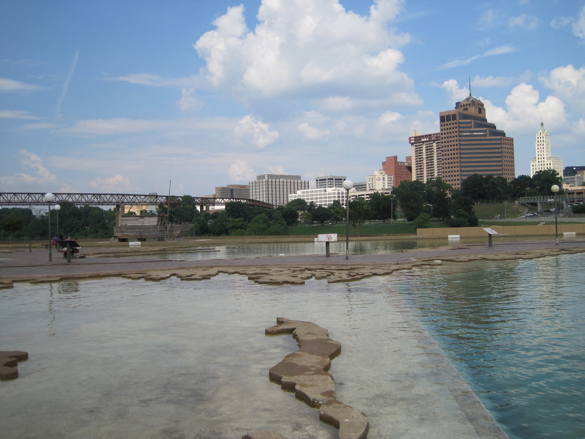The Memphis skyline seen from Mud Island River Park