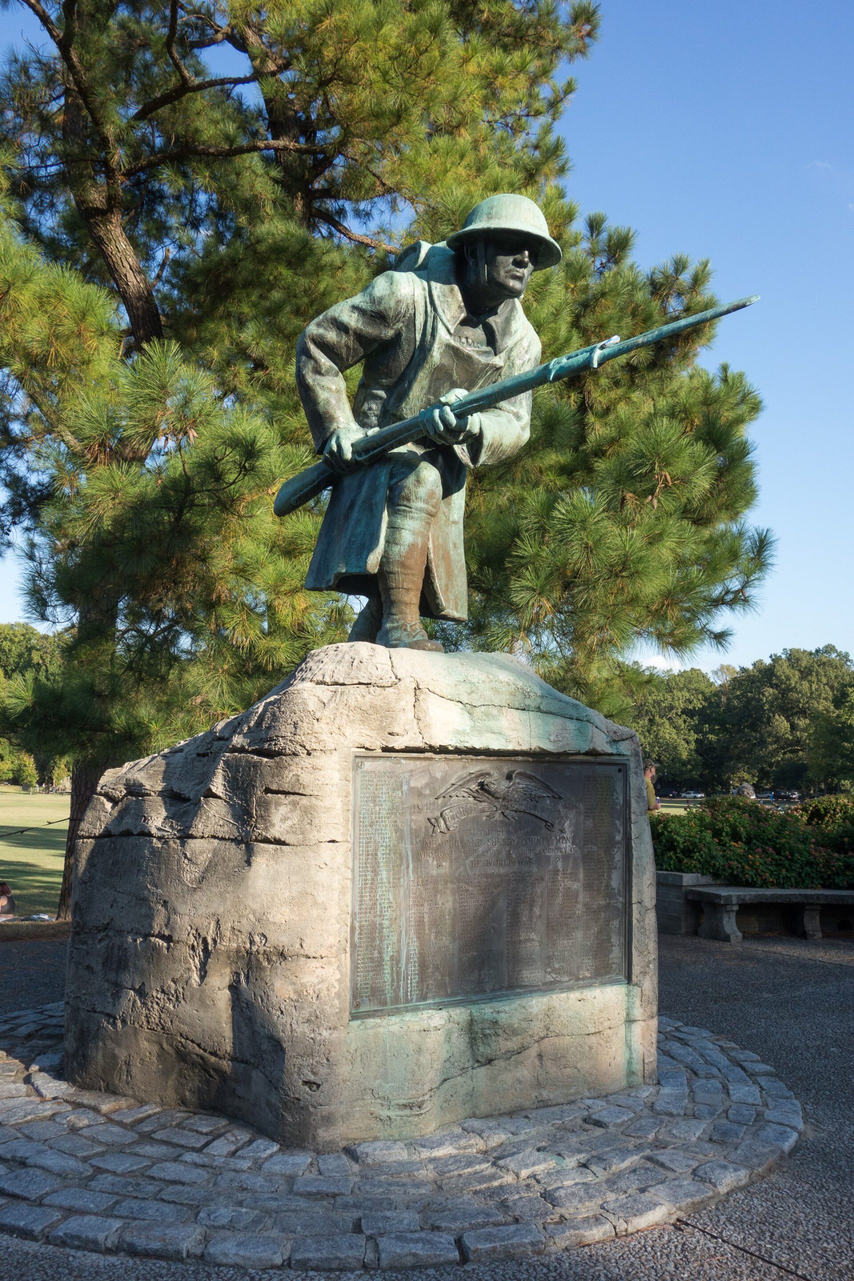 The Doughboy Statue standing in Overton Park, Memphis, Tennessee