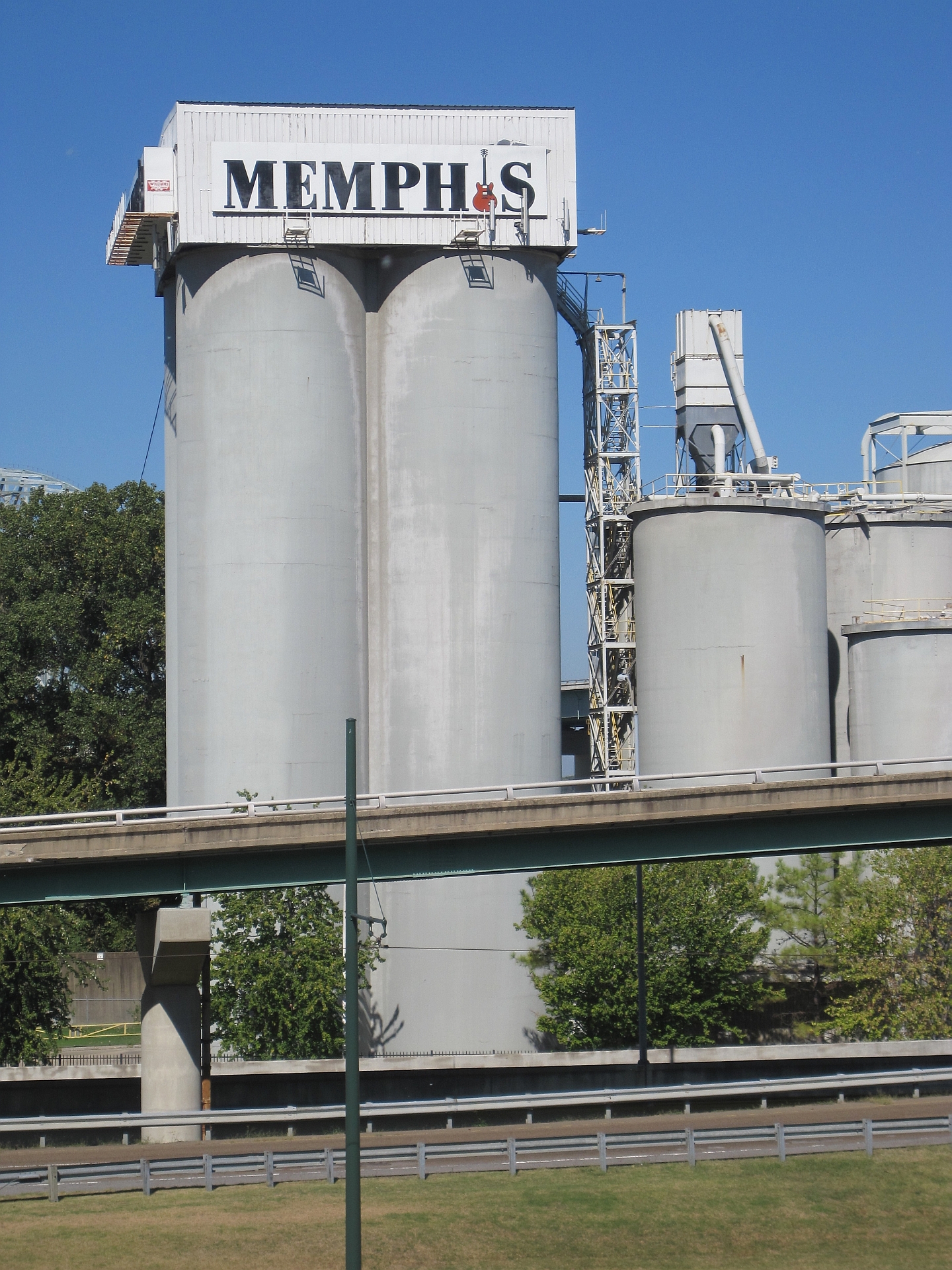 Cement silo alongside Riverside Drive in downtown Memphis, Tennessee