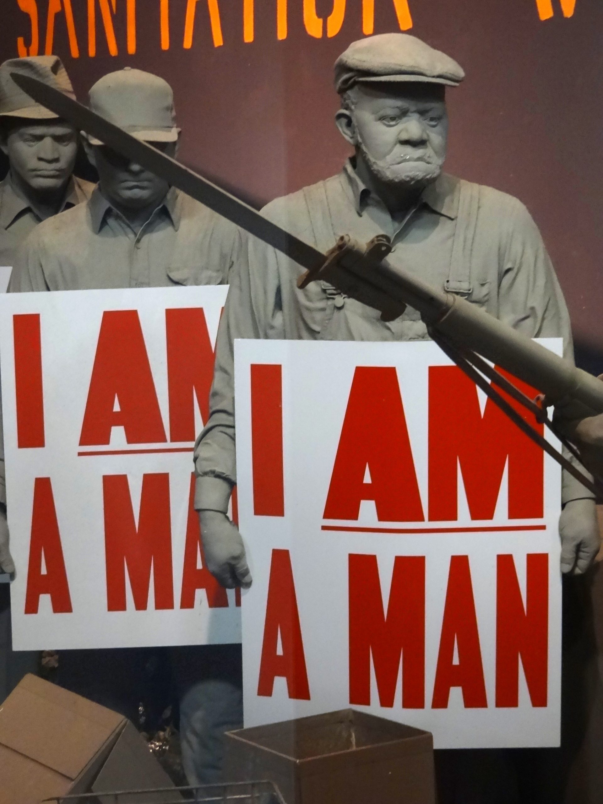 "I Am a Man" diorama of the Memphis sanitation workers' strike at the National Civil Rights Museum