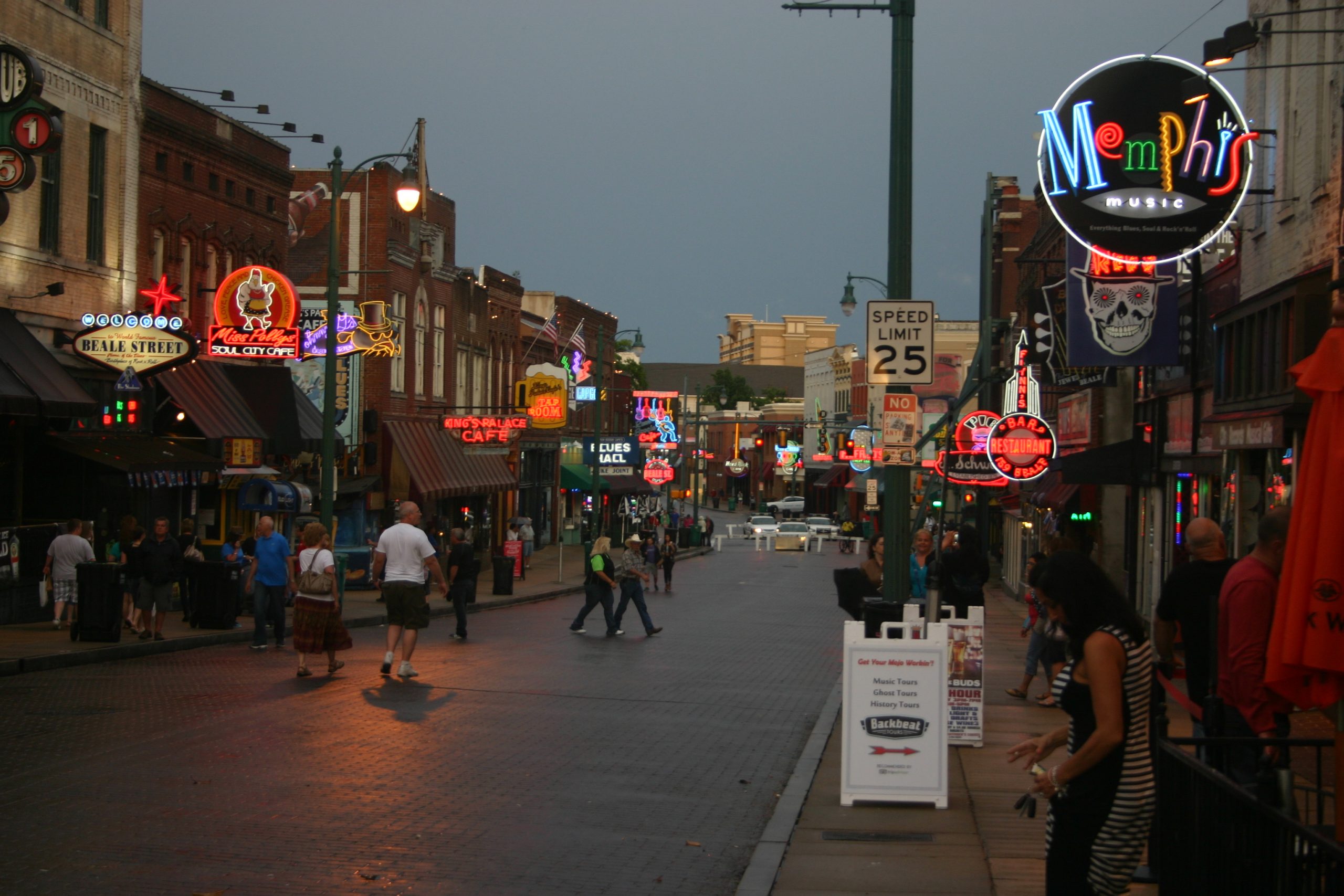 Looking east along Beale Street in Memphis, Tennessee
