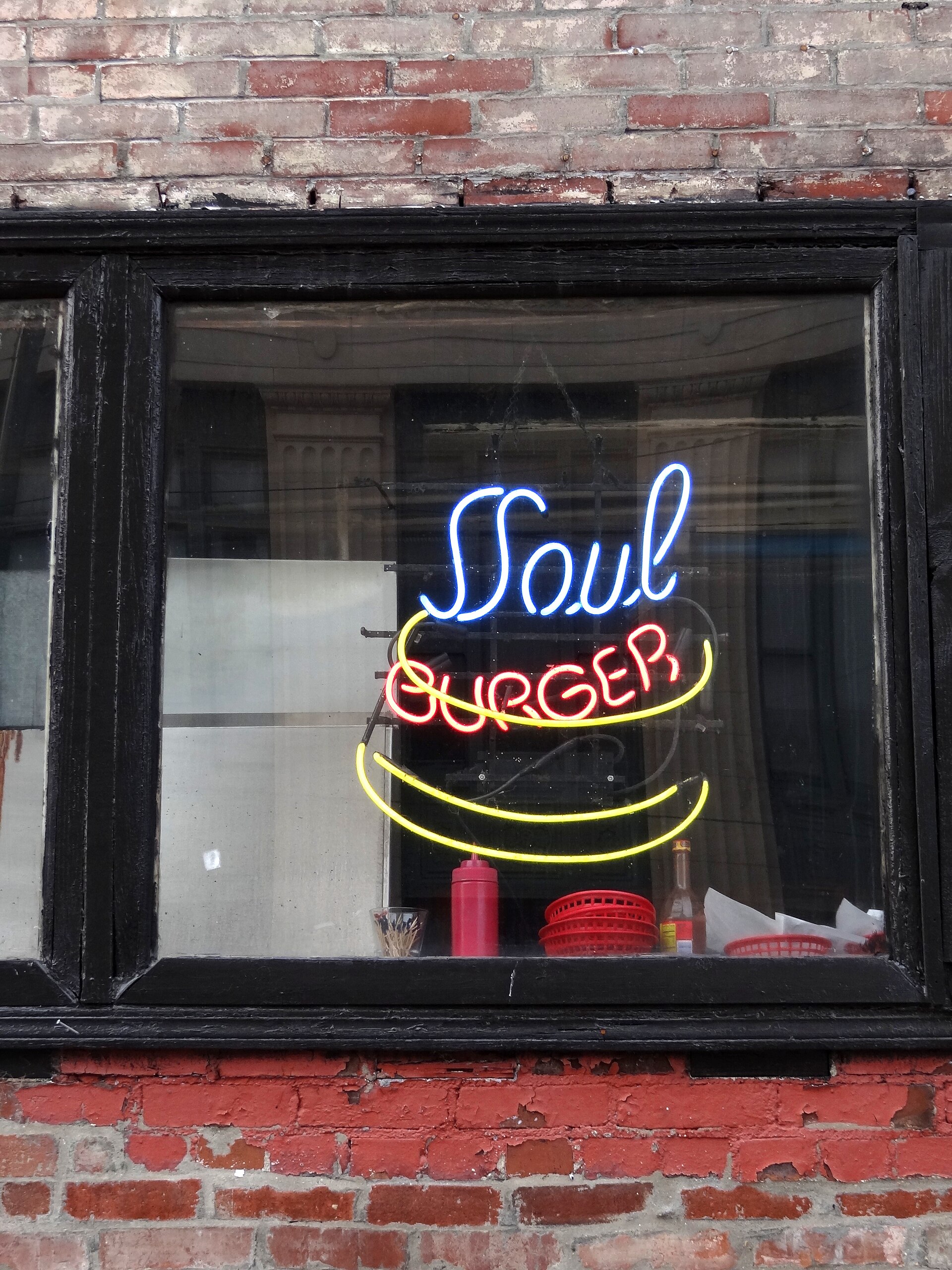 Soul Burger sign and facade in downtown Memphis, Tennessee