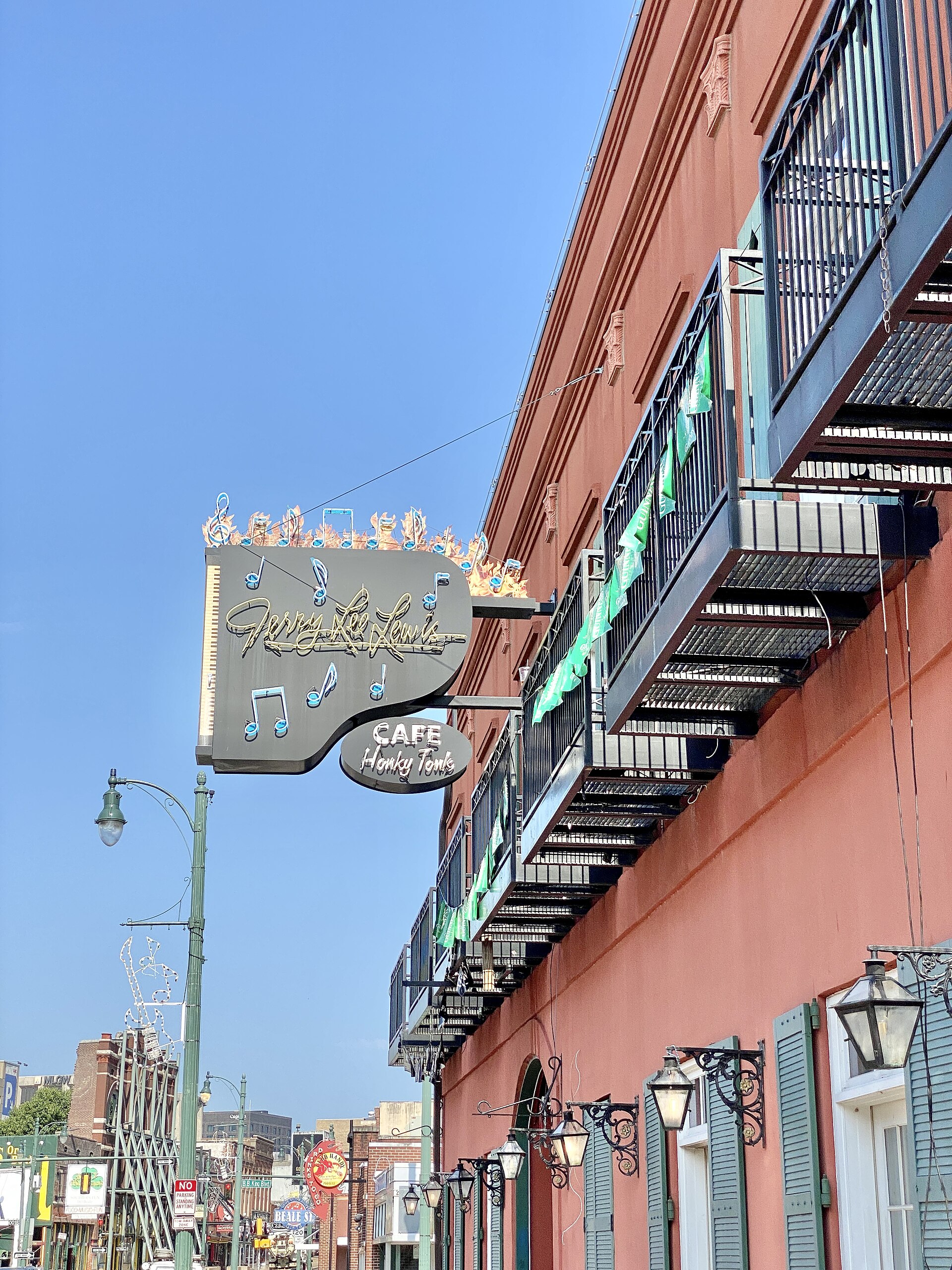 The Jerry Lee Lewis Cafe sign on Beale Street in Memphis, Tennessee